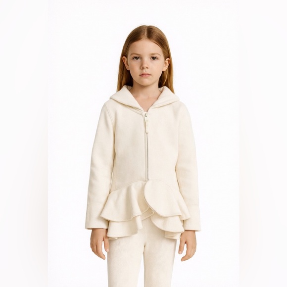 Ralph Lauren Kids Ivory Peplum Zip Hoodie 4TQuiet Luxury Cozy